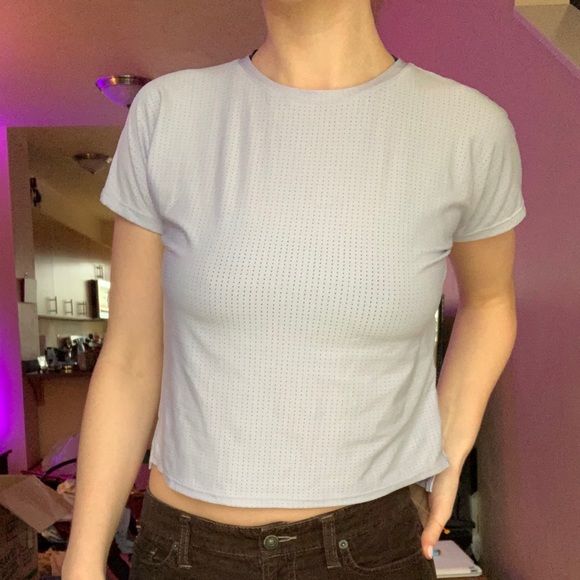 Short Sleeve Light Blue Workout Top - Picture 2 of 3